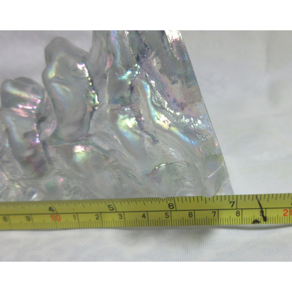 VTG Fenton Glass CHRISTMAS TREE 6.5" FIGURINE Large White Iridescent + Angel - Picture 6 of 7